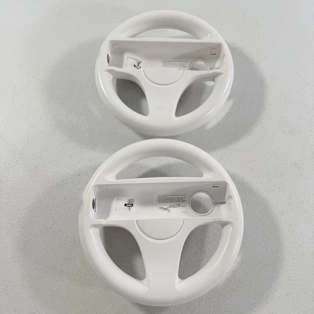 2X Official Nintendo Wii Steering‎ Wheel Mario Kart OEM White RVL-024 Lot of 2